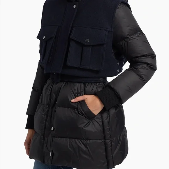Veronica Beard Navy and Black Puffer Jacket - Picture 3 of 12